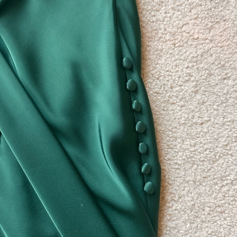 Morilee Emerald Green Satin Maxi Dress Formal Evening Gown - Picture 4 of 8